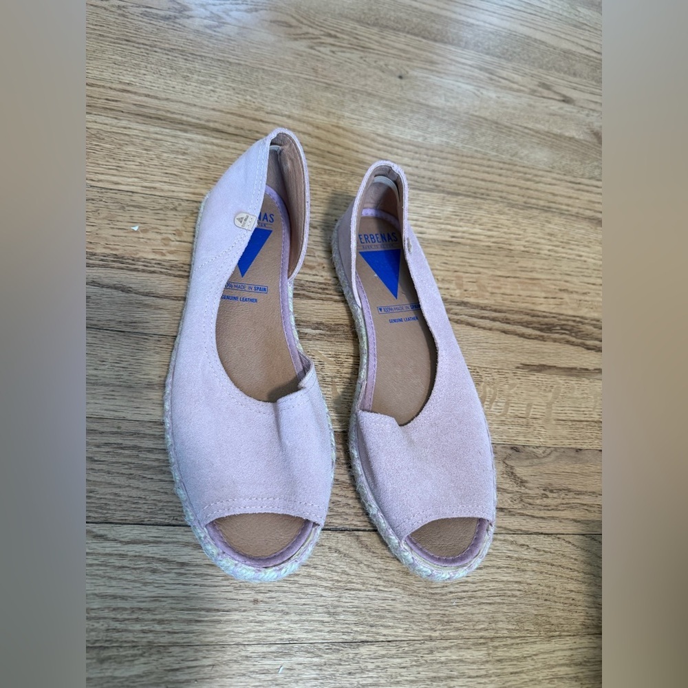 Verbenas Cruz Open Toe Suede Espadrille in Antique Pink Size 41 - Picture 11 of 11